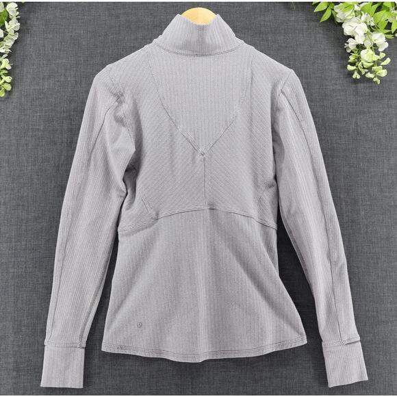 Lululemon Women's Kanto Catch Me Pullover 8 Herringbone Heathered White Slate - Picture 2 of 9